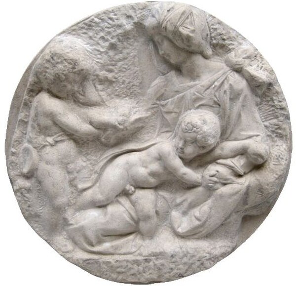 The Virgin and Child with the Infant Saint John Wall Sculpture Michelangelo